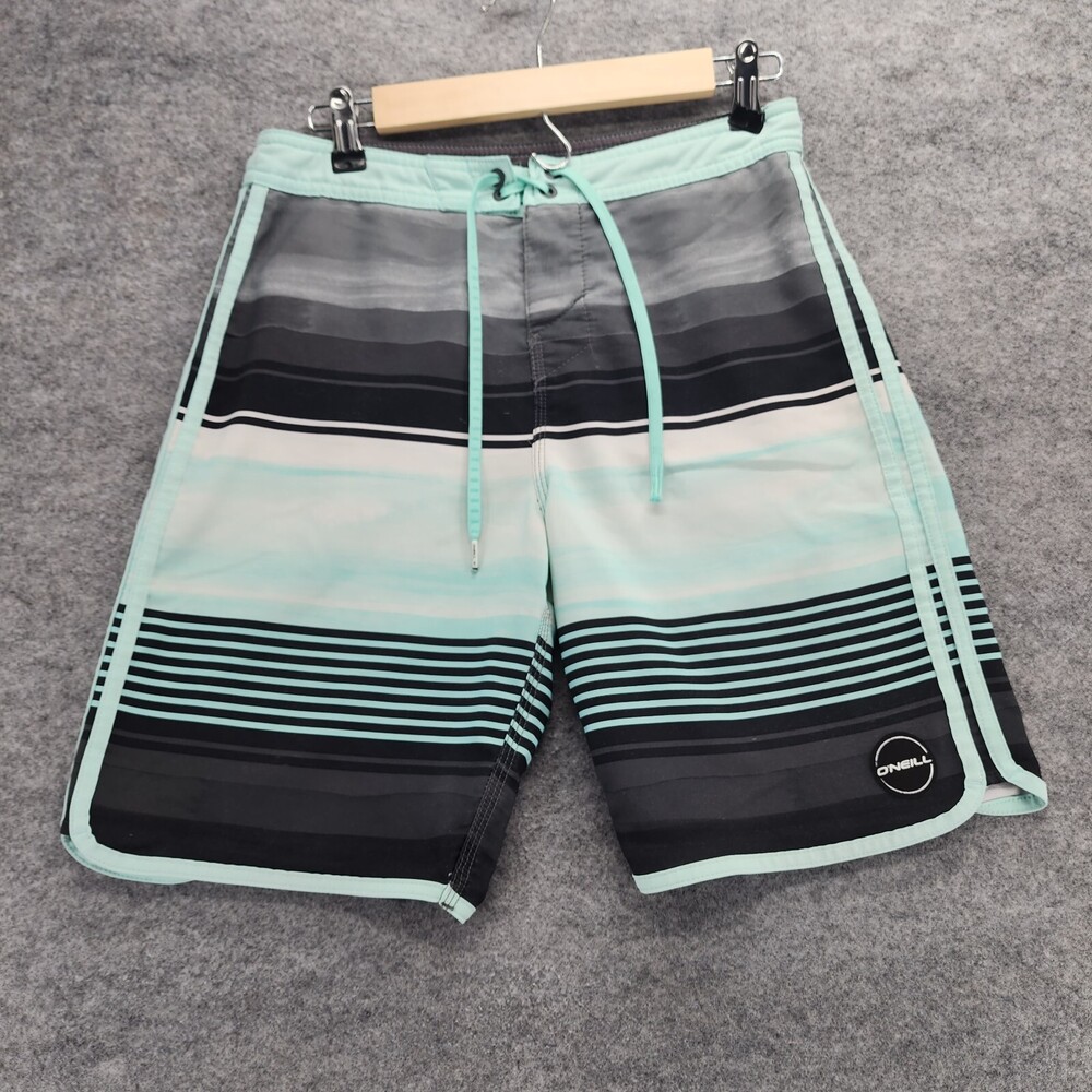 ONeill Hyperfreak Boardshorts Mens 28 Blue Striped Swimwear